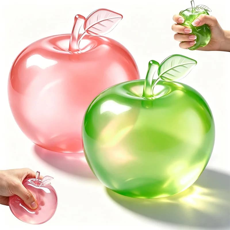 Glitter Crystal Apple Squishy Ball Stress Relief Sensory Fidget Toy Cute Desk Decor For Adults Party Favors Gift