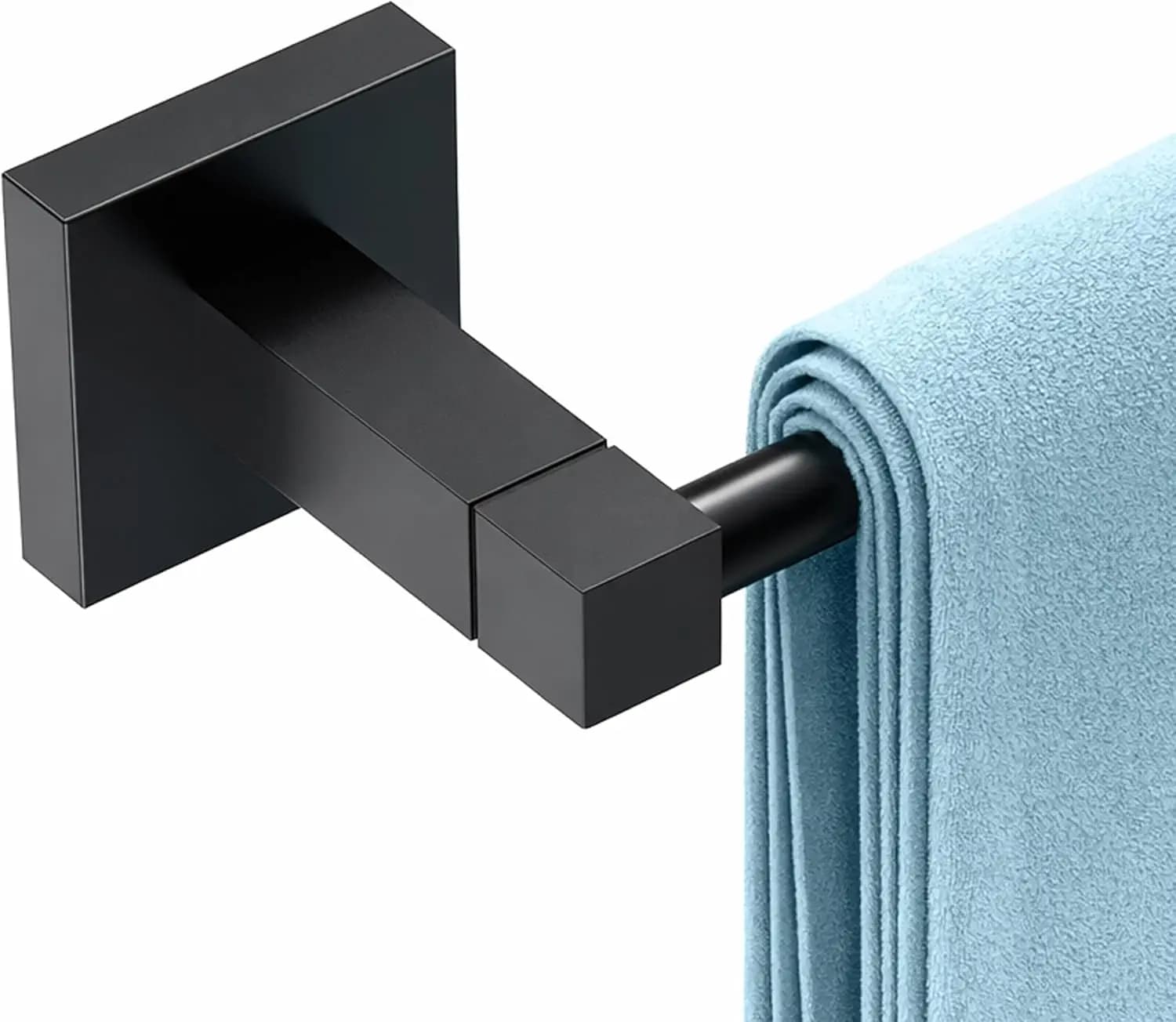 Portasciugamani Nero da 18 Pollici, Supporto da Bagno in Acciaio Inox 304 Montato a Parete con Base Quadrata, Finitura Opaca Resistente