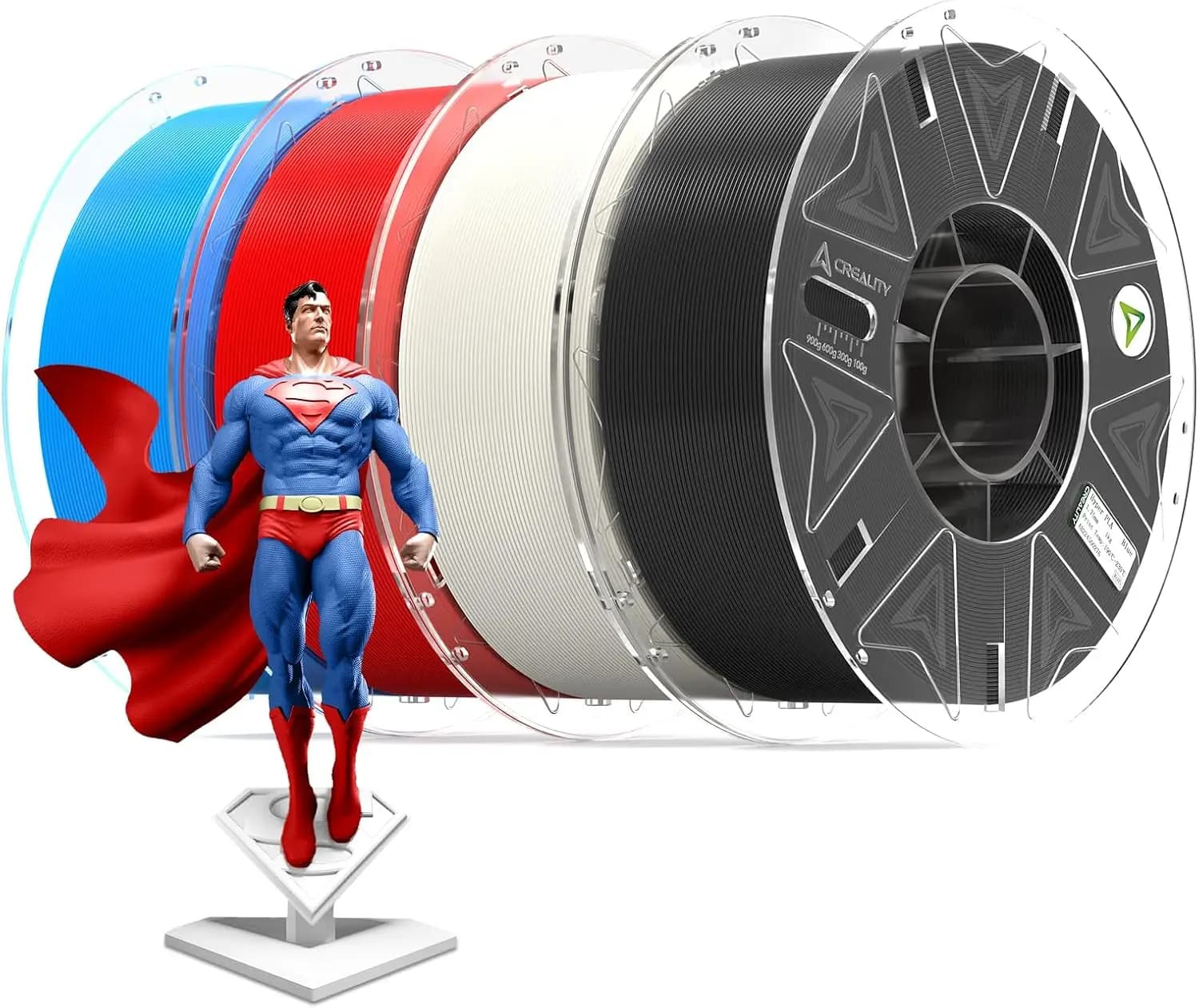 Filamento Hyper PLA 1.75mm 4KG ad Alta Velocità 30-600mm/s per Stampante 3D, 4 Bobine Nero Bianco Blu Rosso, Supporto RFID