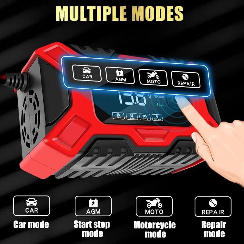 Caricabatterie per Auto e Moto 12V con Funzione di Riparazione a Impulsi per Batterie AGM, GEL, SLA e Wet, Accessori Auto, Spina AU