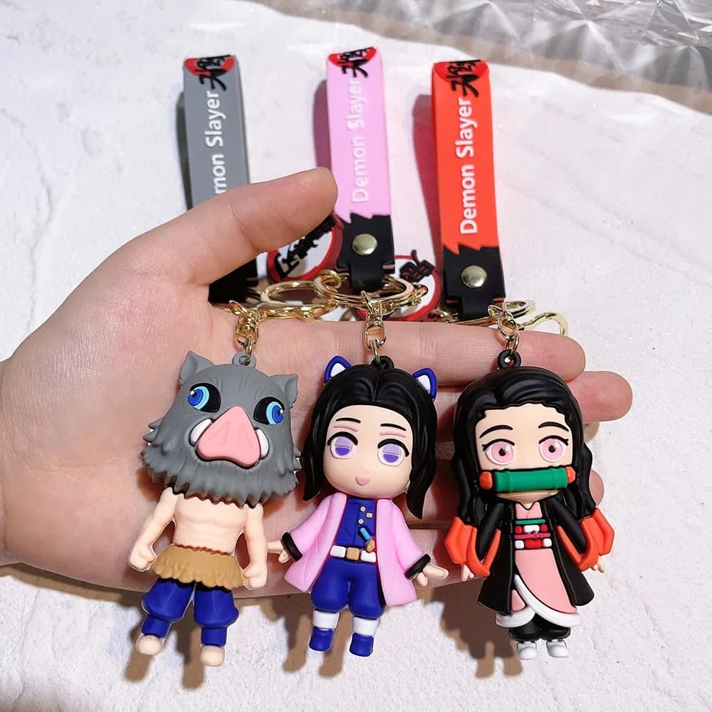 Anime Figure Demon Slayer Keychain Car Keychain Cartoon Backpack Pendant Handmade Backpack Pendant Birthday Christmas Gifts