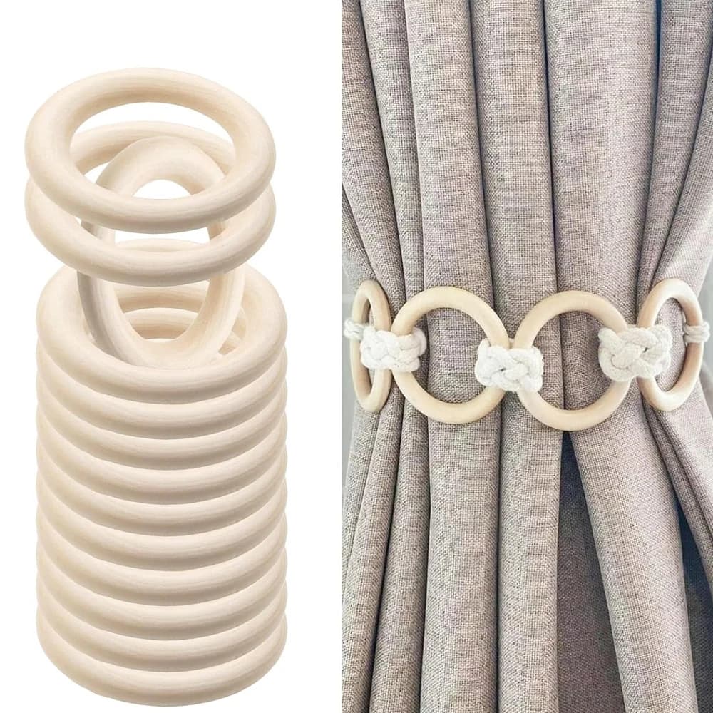 20PCS Wooden Rings for Craft 55mm 2.2inch Natural Wood Rings for Macrame Pendant Connectors Jewelry Making Decor Bag DIY Craft