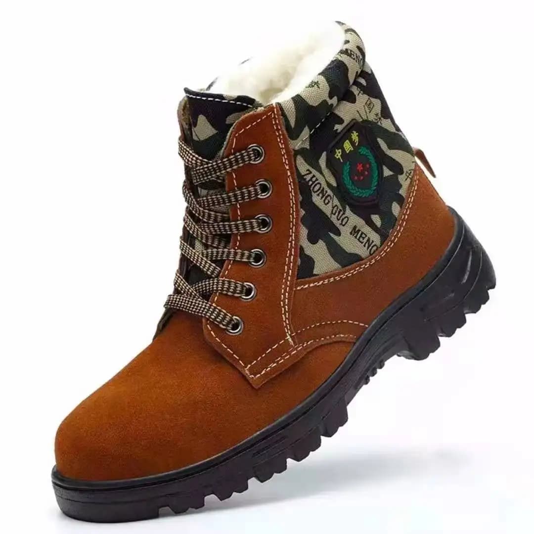 Scarpe di cotone calde ispessite Scarpe da lavoro da uomo per esterni Scarpe antinfortunistiche alte per l'inverno Stivali da neve in pile anti-sfondamento e anti-perforazione
