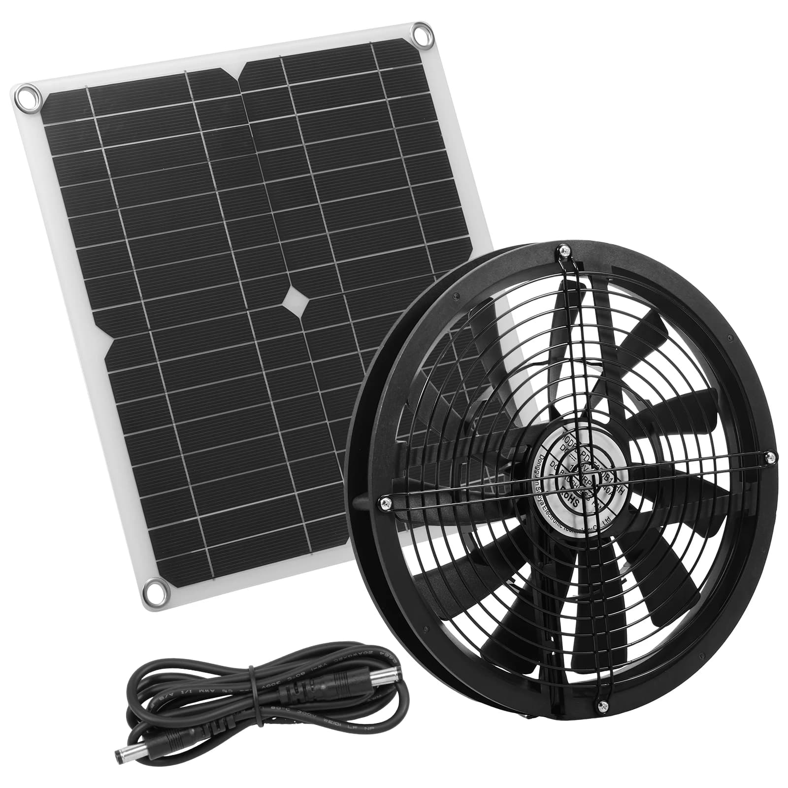 Kit ventola pannello solare da 100 W Ventola rotonda di scarico alimentata impermeabile che mantiene la circolazione dell'aria per il capannone della serra del pollame