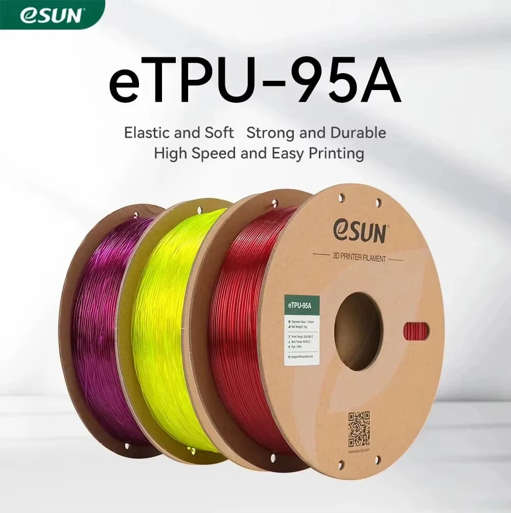 eSUN 1,75 mm Flexible TPU Filament, 3D Printer Filament TPU 95A 1KG 2,2 LBS Printing Material 3D TPU 95A for 3D Printers