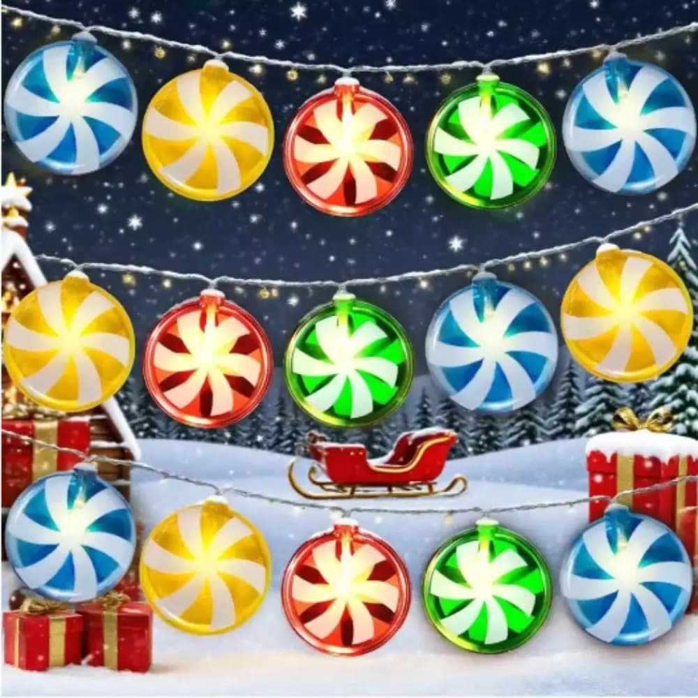 LED Christmas String Lights Christmas style Cute Christmas Tree Hangings Windmill Design USB Christmas Candy Garland Lights