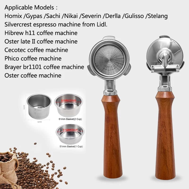 Coffee filter stand with double 51mm bucket with 1 2 basket 4 cups for Homix Hibrew h11 Oster Cecotec Phico Brayer br1101