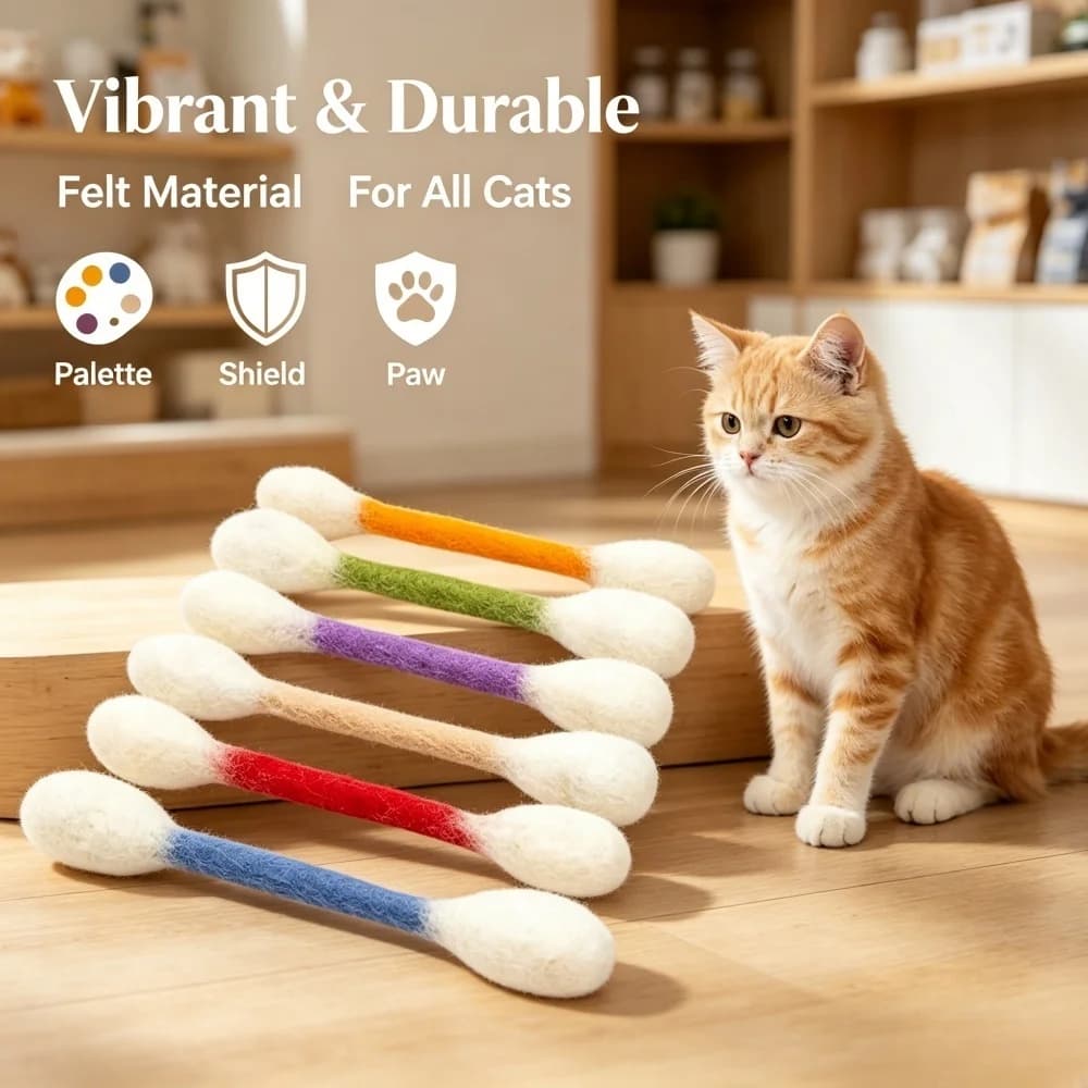 6 Pezzi Giocattoli Creativi per Gatti con Erba Gatta, Bastoncini in Feltro e Cotone, Giocattoli da Masticare per la Pulizia dei Denti e la Pulizia dei Denti dei Gattini, Bastoncini da Mordere per Gatti con Erba Gatta