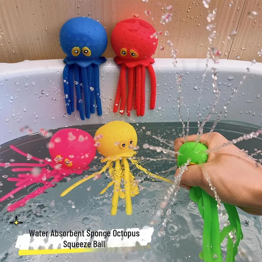 Baby Bath Toys Sponge Water Absorbing Octopus Squeezing Stress Relief Toys Summer Swimming Play Water Bath Toy for Children