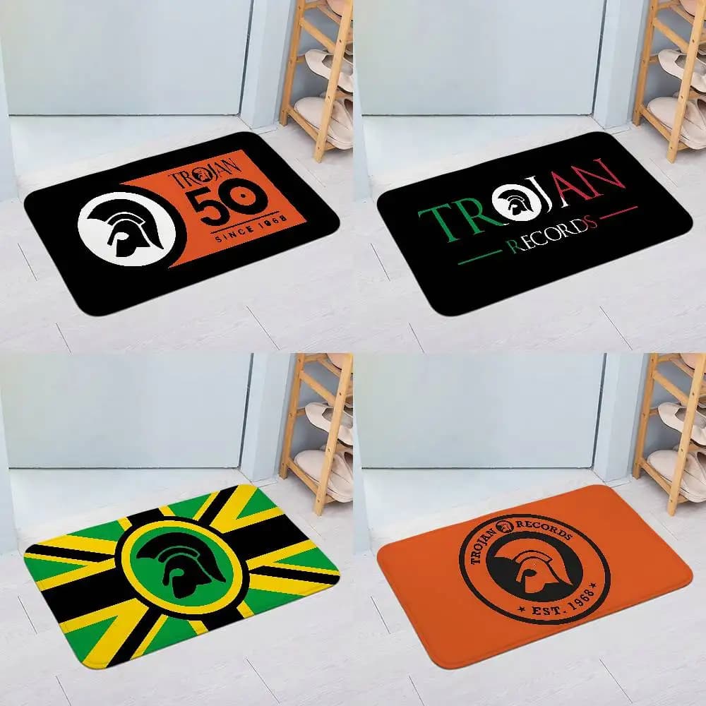 Trojans-Records-logo Floor Mats Home Laundry Rug Carpet For Living Room Decor Lounge Area Anti-slip Foot Mat Entrance Doormat