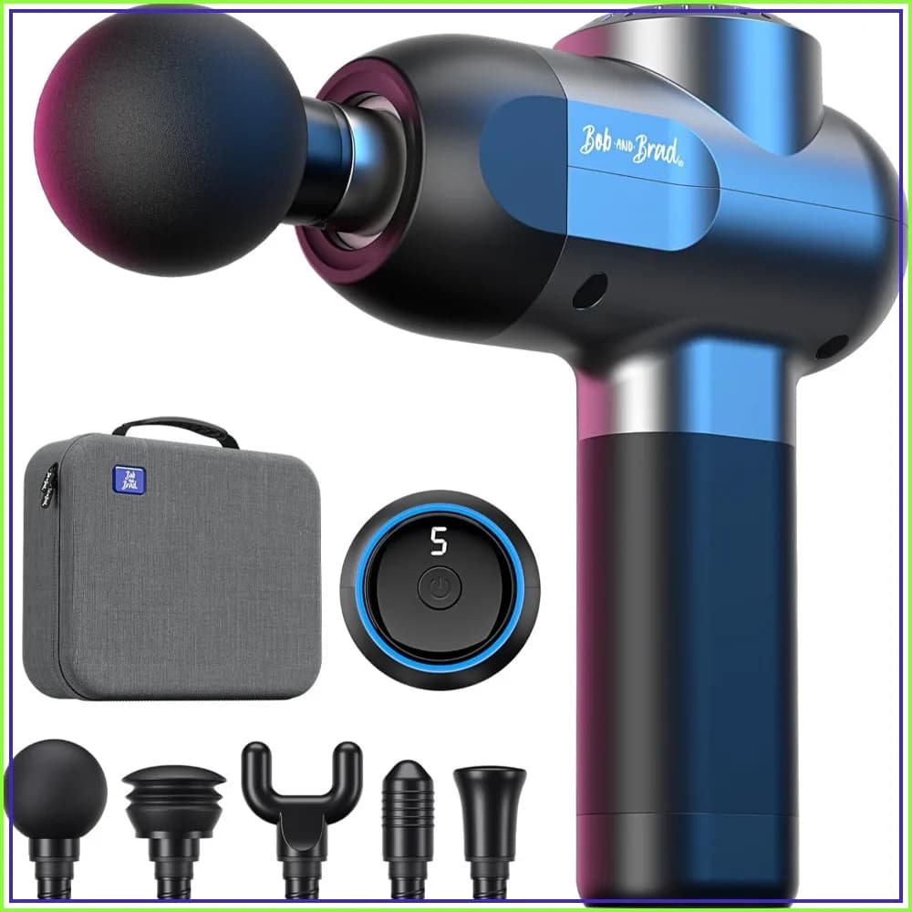 Deep Tissue Percussion Massager Gun with 5 Speeds and 5 Heads, Muscle Massager for Athletes and Home Gym Use