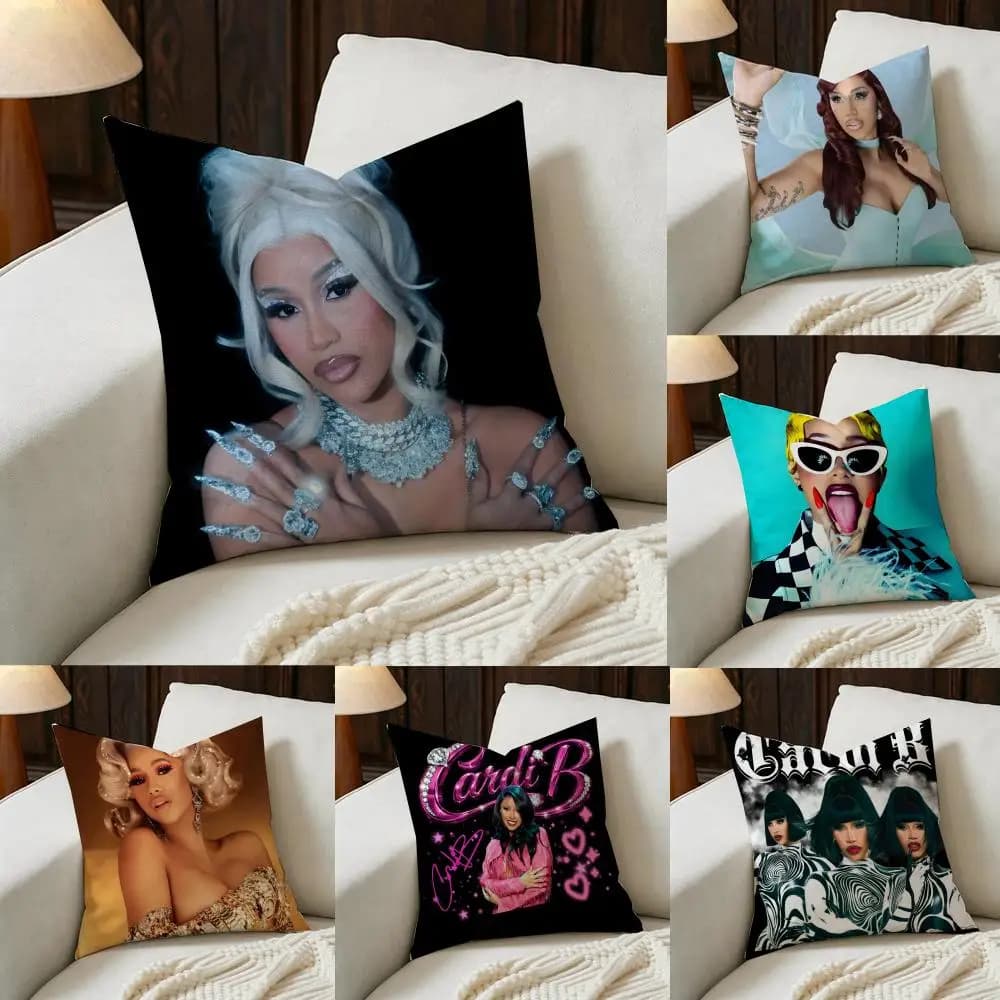 C-Cardi B Cushion Cover Natural Linen Pillowcase Set, All-in-One Decor for Sofa, Bedroom & Chair