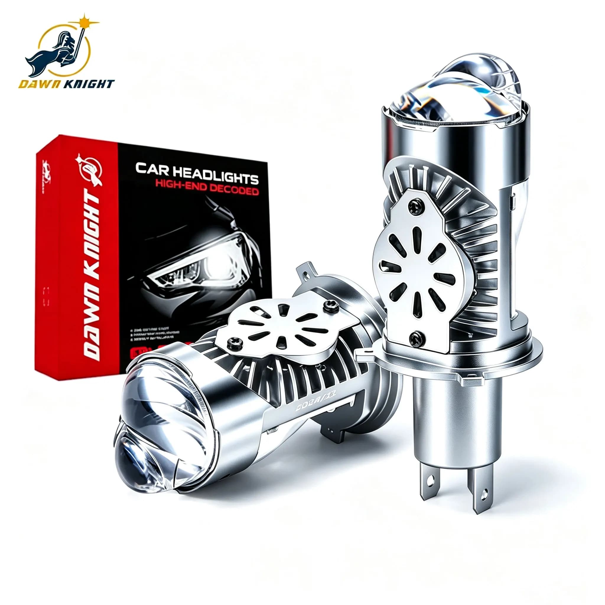 DAWN KNIGHT P40 H4 Led Mini Projector Lens 6000K Hi/Lo Beam Turbo Car LED Bulb LHD Plug and Play 2PCS