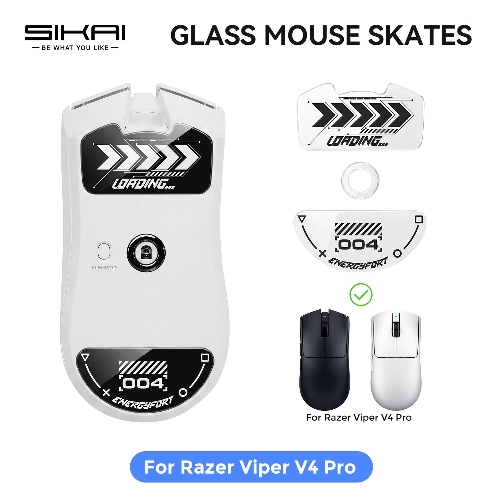 Pattini per Mouse in Vetro con Scorrimento Consistente e Controllabile, Bordi Arrotondati Lucidi, Super Bilanciati, Piedini per Mouse da Gaming per Razer Viper V4 Pro