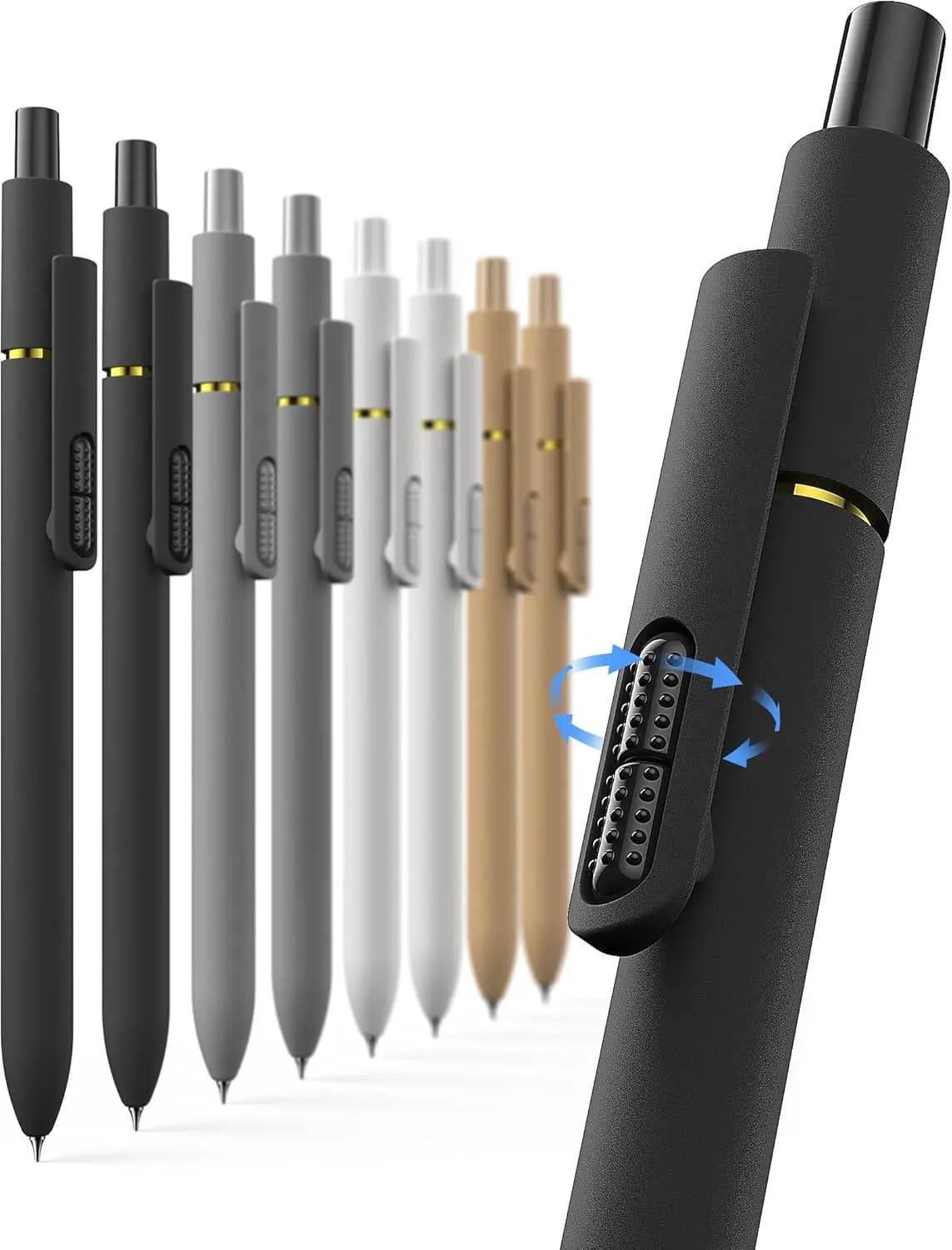 8 Penne Gel Punta Fine 0.7mm Scrittura Fluida Inchiostro Nero Asciugatura Rapida Lunga Durata Forniture per Scuola e Ufficio