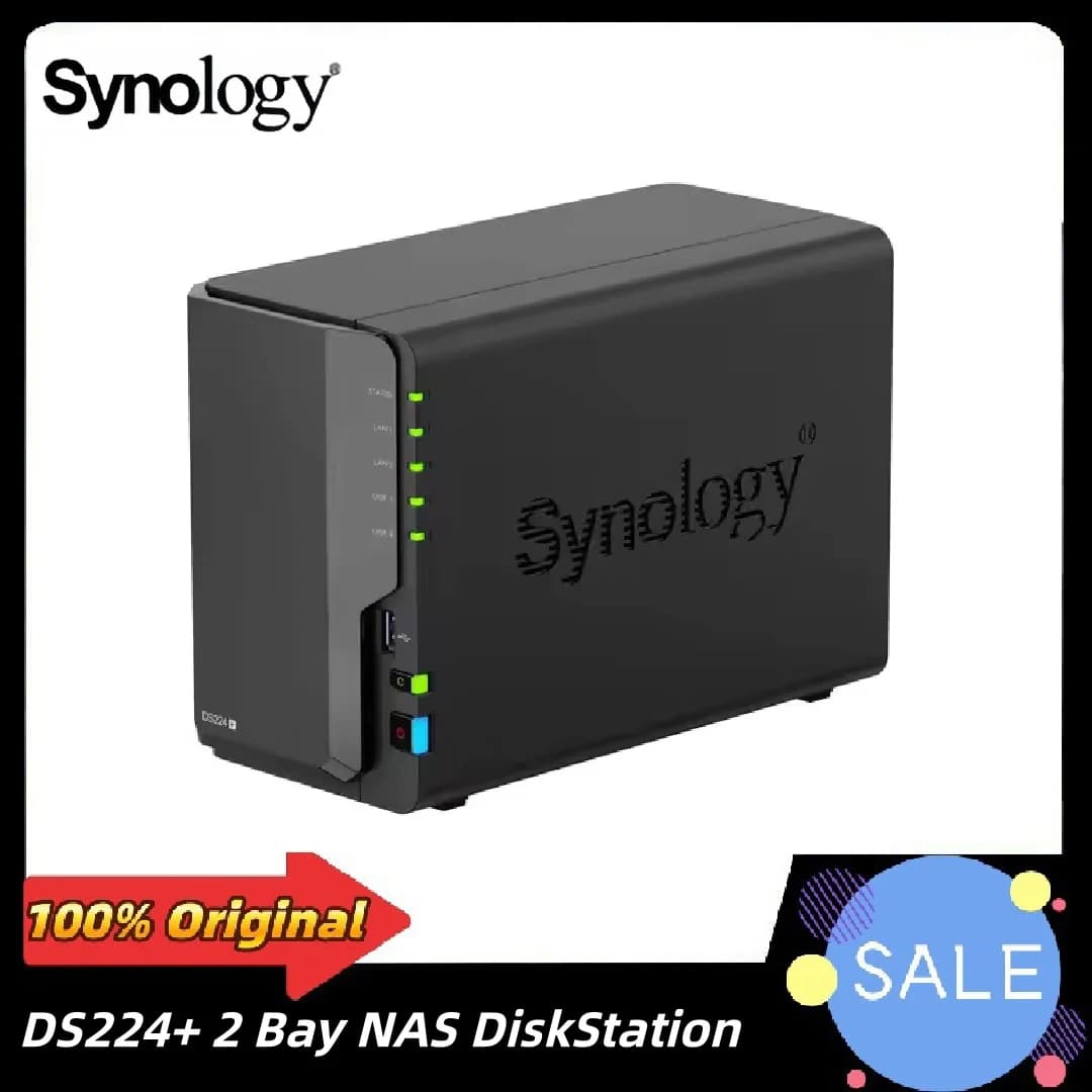 DiskStation di archiviazione di rete con custodia NAS a 2 alloggiamenti da 2 GB originale Synology DS224+ (senza disco)