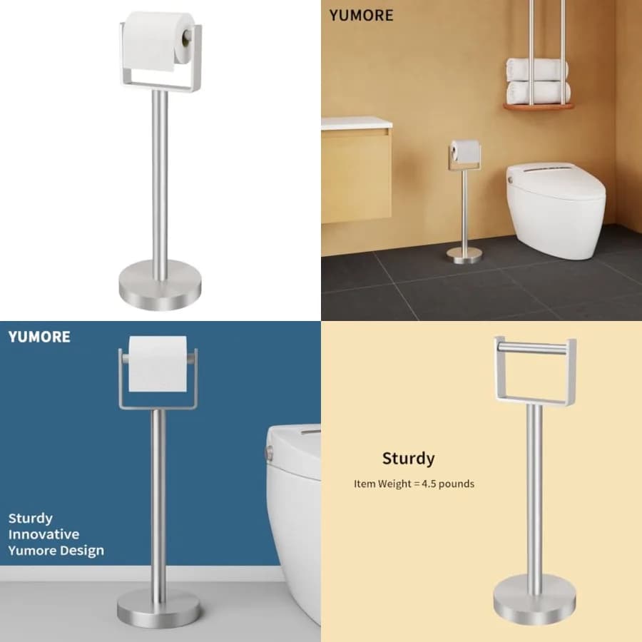 Portarotolo da terra in acciaio inossidabile, con base appesantita, per bagno, 200