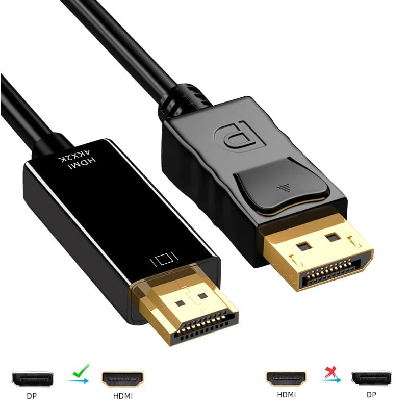 Cavo compatibile da DisplayPort a HDMI da 1,8 M Adattatore da 4K DP a HDMI Porta display Convertitore audio video per PC Proiettore HDTV Monitor