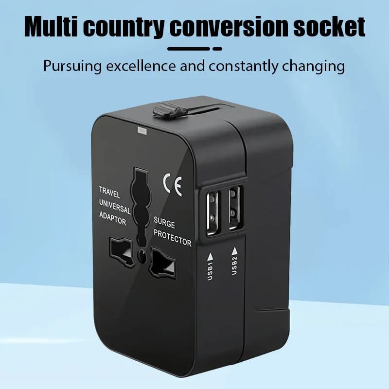 Spina di conversione globale Presa di conversione da viaggio Doppia porta USB EU UK US AU Caricatore di alimentazione CA Convertitore di presa adattatore universale