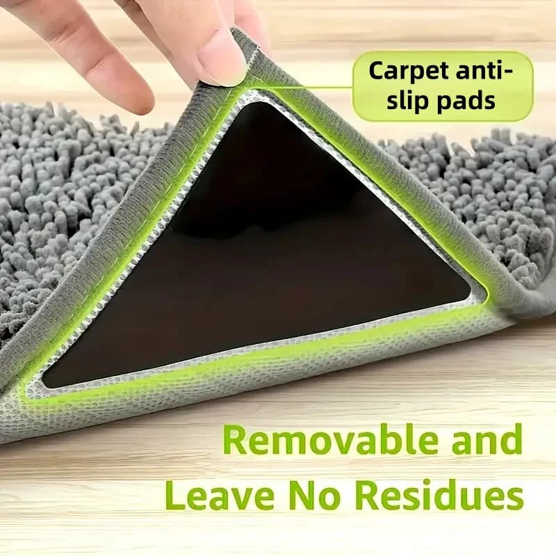 Triangle Black Anti Slip Rug Gripper - Durable, Washable And Reusable Rubber Pad to Keep Your Rug in Place on Hardwood Floors