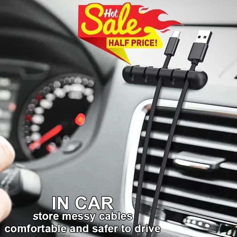 Cavo USB Avvolgicavo in silicone Clip per supporto cavo Cavi autoadesivi Gestione cavo di alimentazione per accessori interni per auto domestiche