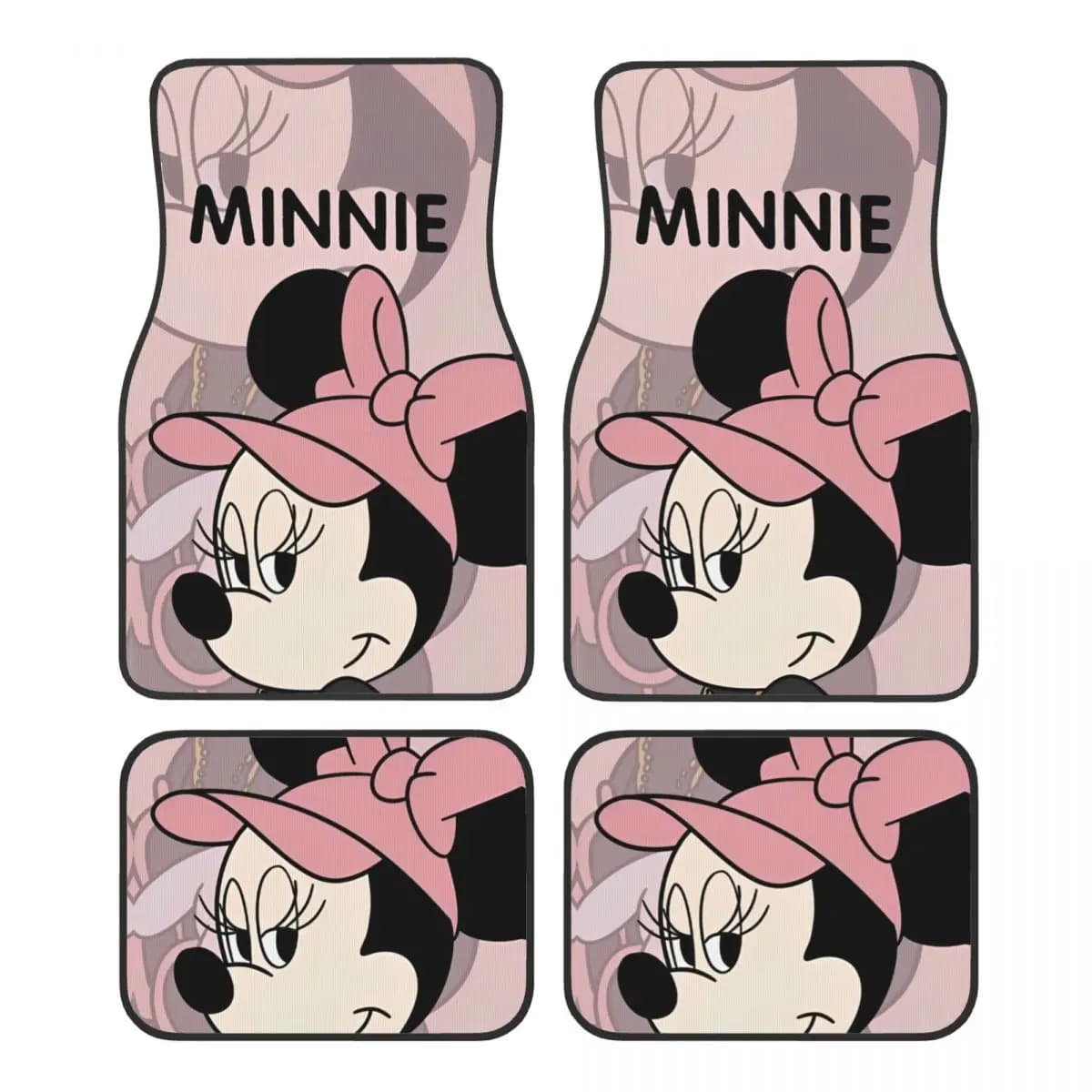 Tappetini rosa Minnie Mouse per auto Tappetini antiscivolo per tutte le stagioni Set completo di accessori per auto