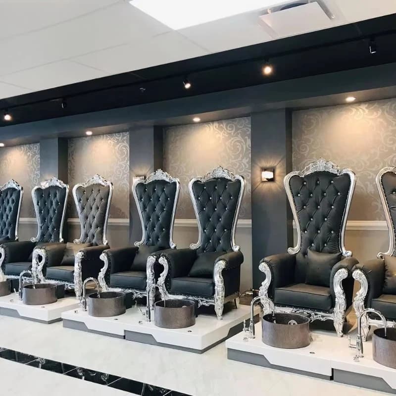 Poltrona da Salone per Manicure con Schienale Alto e Poggiapiedi, Seduta Lussuosa ed Elegante per Pedicure Spa
