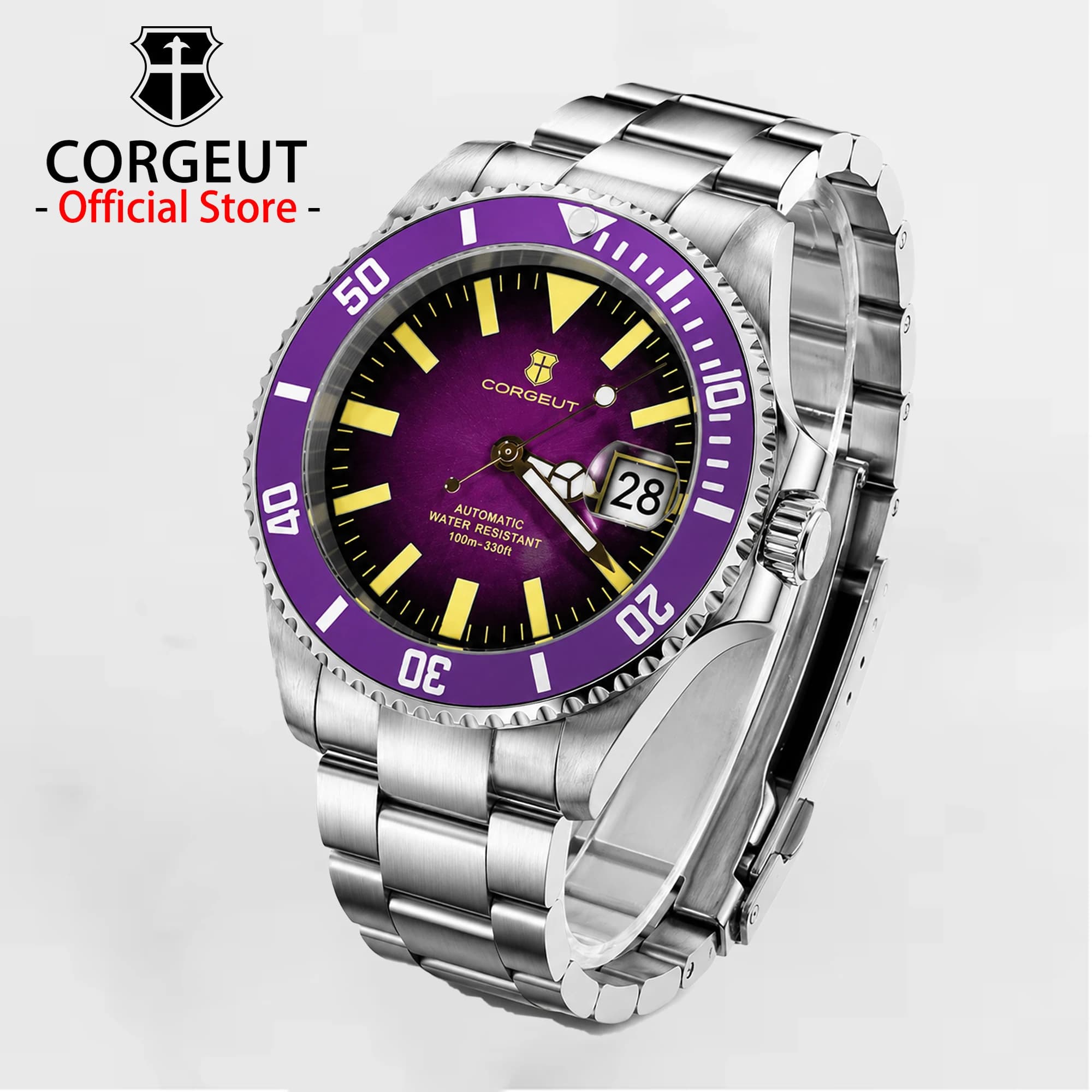 CORGEUT 40mm NH35 Movimento Orologi da uomo di lusso Orologio da polso meccanico automatico in vetro zaffiro per uomo Orologio subacqueo 10Bar