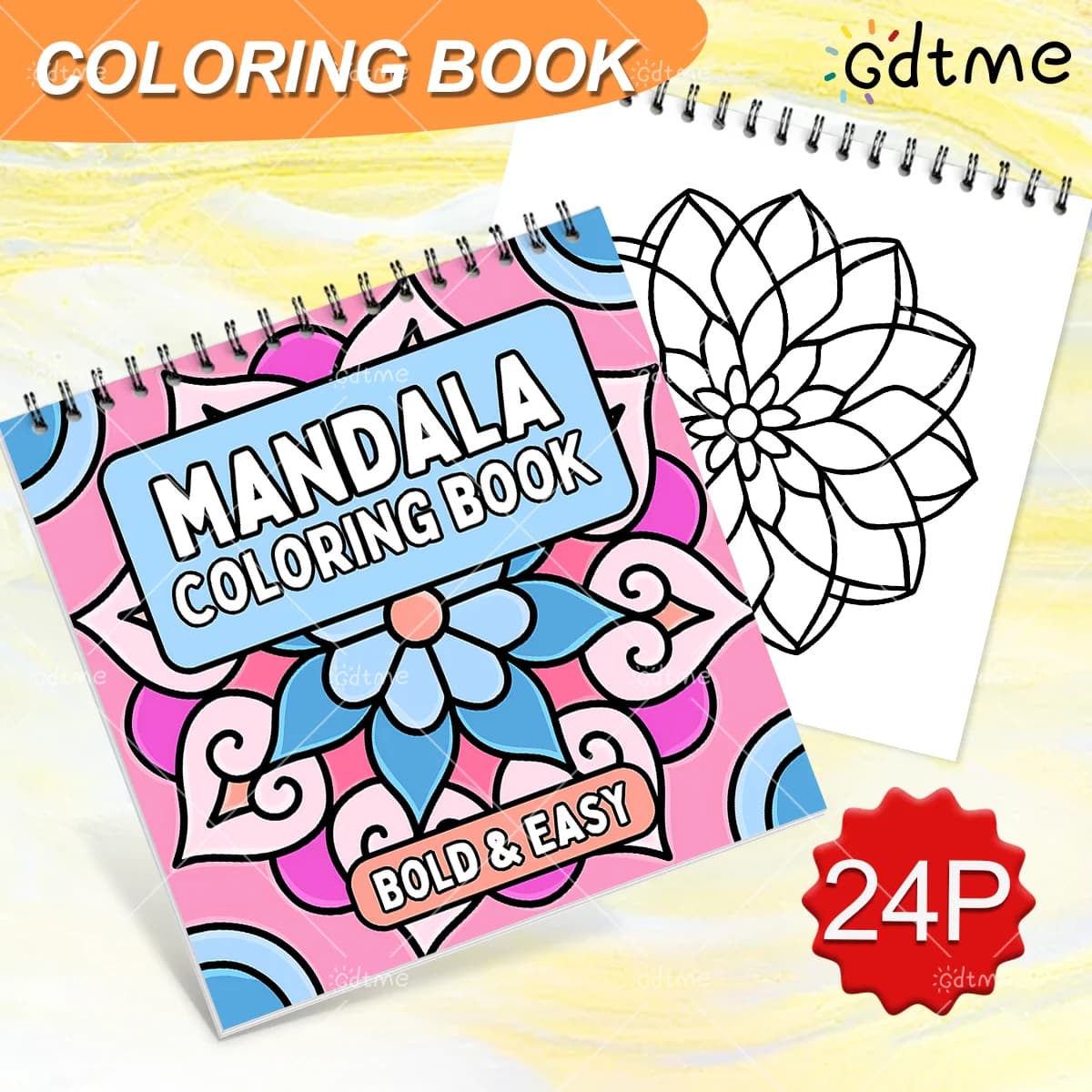 Deluxe Mandala Coloring Book for Adults Spiral Binding Stress Relief Leisure DIY Hand Drawing Art Book