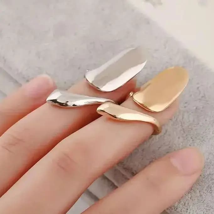 Anello in lega Texture Anello per unghie alla moda Estendi anelli per unghie per dita Ornamenti per le mani Unghie alla moda 2025 Abbigliamento da donna Accessori arredamento
