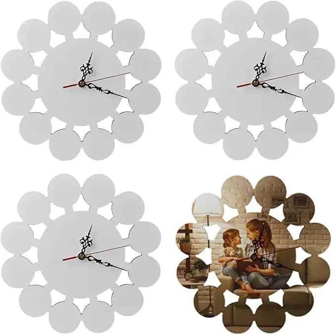 3 Pcs Sublimation Blanks 11.8 inch MDF Wood Wall Clock Sublimation DIY Heat Transfer Wall Clocks Silent Non Ticking B