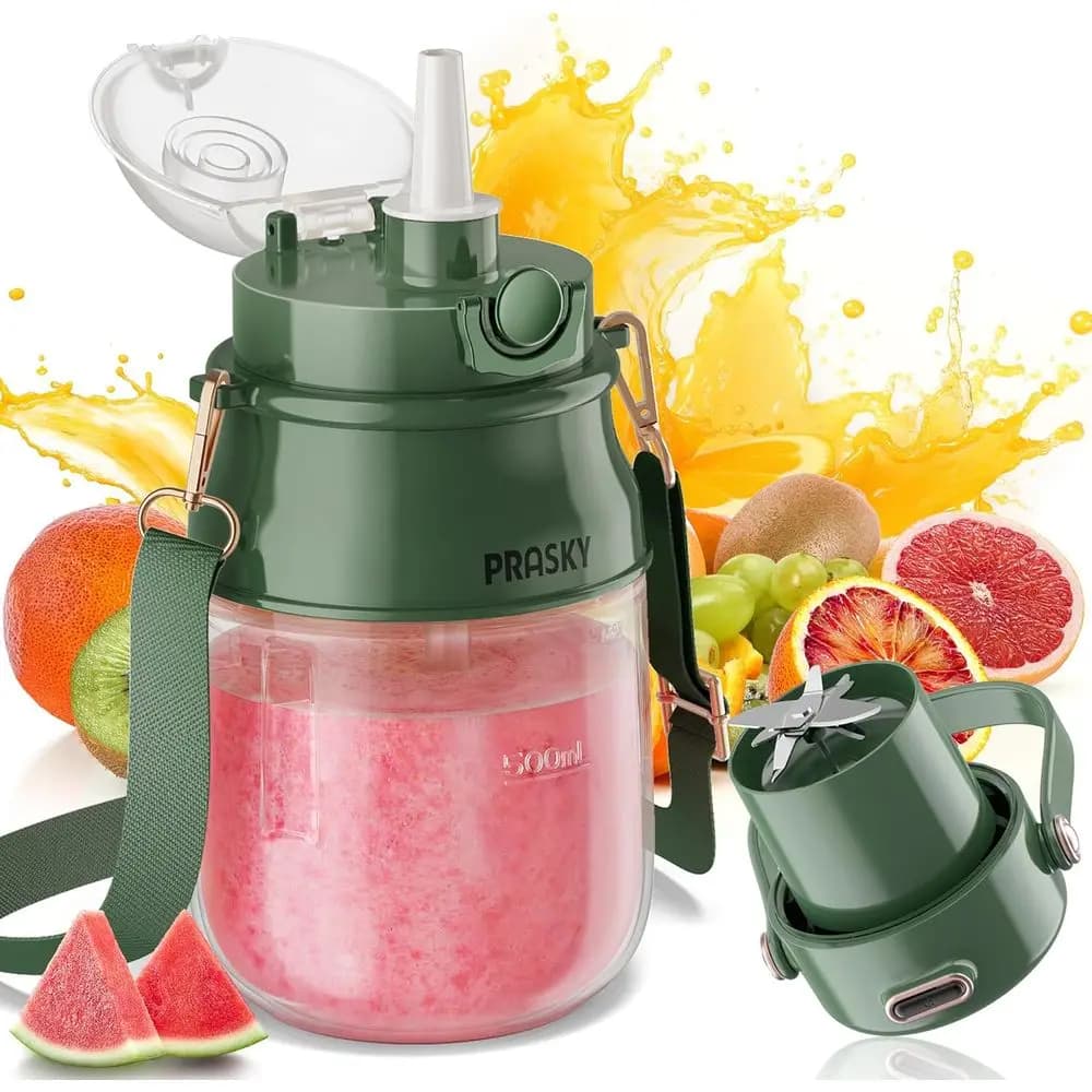 Travel mixer with 27oz Glasses, USB Rechargeable, Without BPA, Portable Mixer for Kitchen Blenders and Movement (Green)
