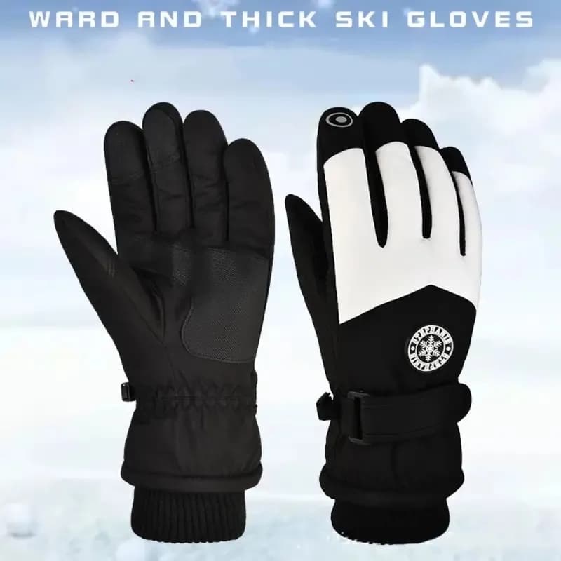 Outdoor ski gloves for men and women in winter windproof and cold-resistant for outdoor cycling with thick velvet and warm gloves
