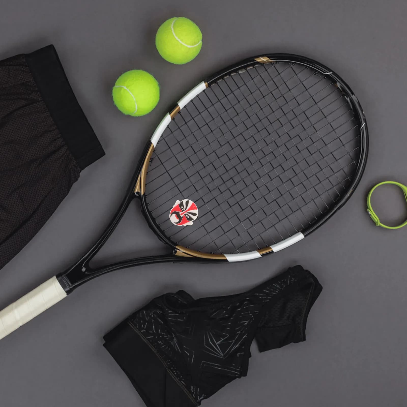 2 Pezzi Ammortizzatori per Racchetta da Tennis con Design Unico Ispirato all'Opera di Pechino, Assorbitori di Vibrazioni in Silicone per Protezione del Braccio