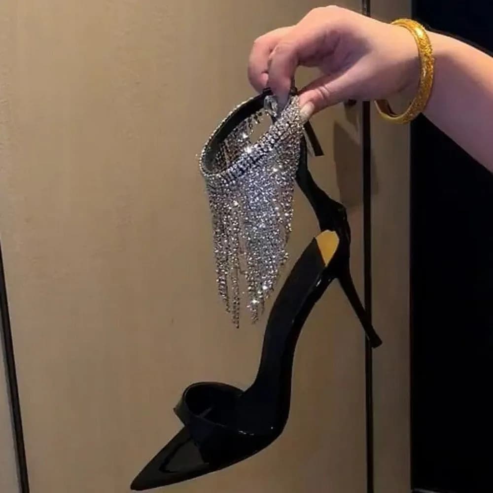 Nuovi Sandali Donna 2026 con Nappe di Cristallo, Sexy con Cerniera alla Caviglia e Cinturino, Tacchi Alti con Strass, Scarpe da Sposa e da Festa