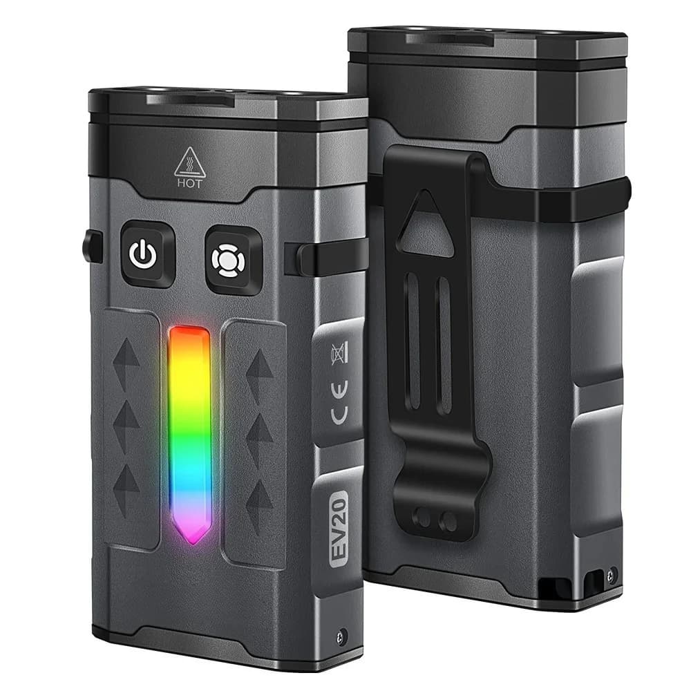 EV10/EV20 EDC Portachiavi a luce forte Torcia a LED Colore flash RGB Lunga durata Carica rapida Mini lanterna tascabile esterna portatile