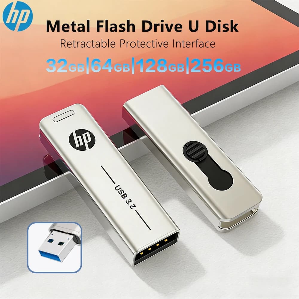 Chiavetta USB HP X796W USB3.2 64 GB 128 GB 256 GB Push-Pull Corpo in metallo Computer Chiavetta USB da ufficio