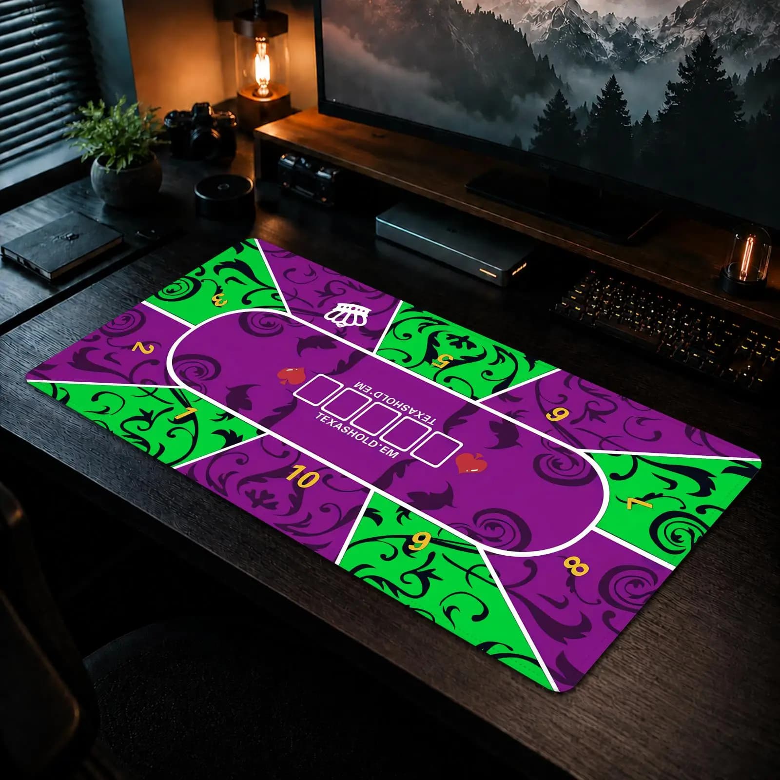 Tappetino per mouse Texas Poker, tappetino da scrivania antiscivolo per gaming e ufficio, tappetino per mouse fai da te, grande tappetino per tastiera da gioco con bordi overlock