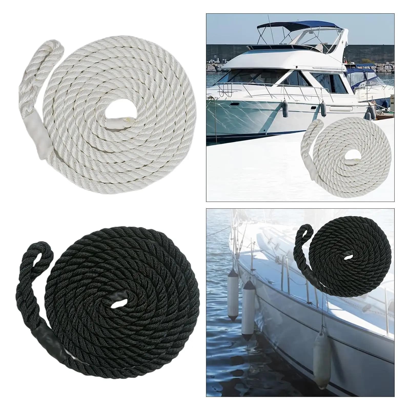 Linea parafango per barca Corde per parafanghi marini Corda per paraurti per barca da 9,5 mm x 2 m con linee per barca ad anello per aggancio per yacht Barca a vela