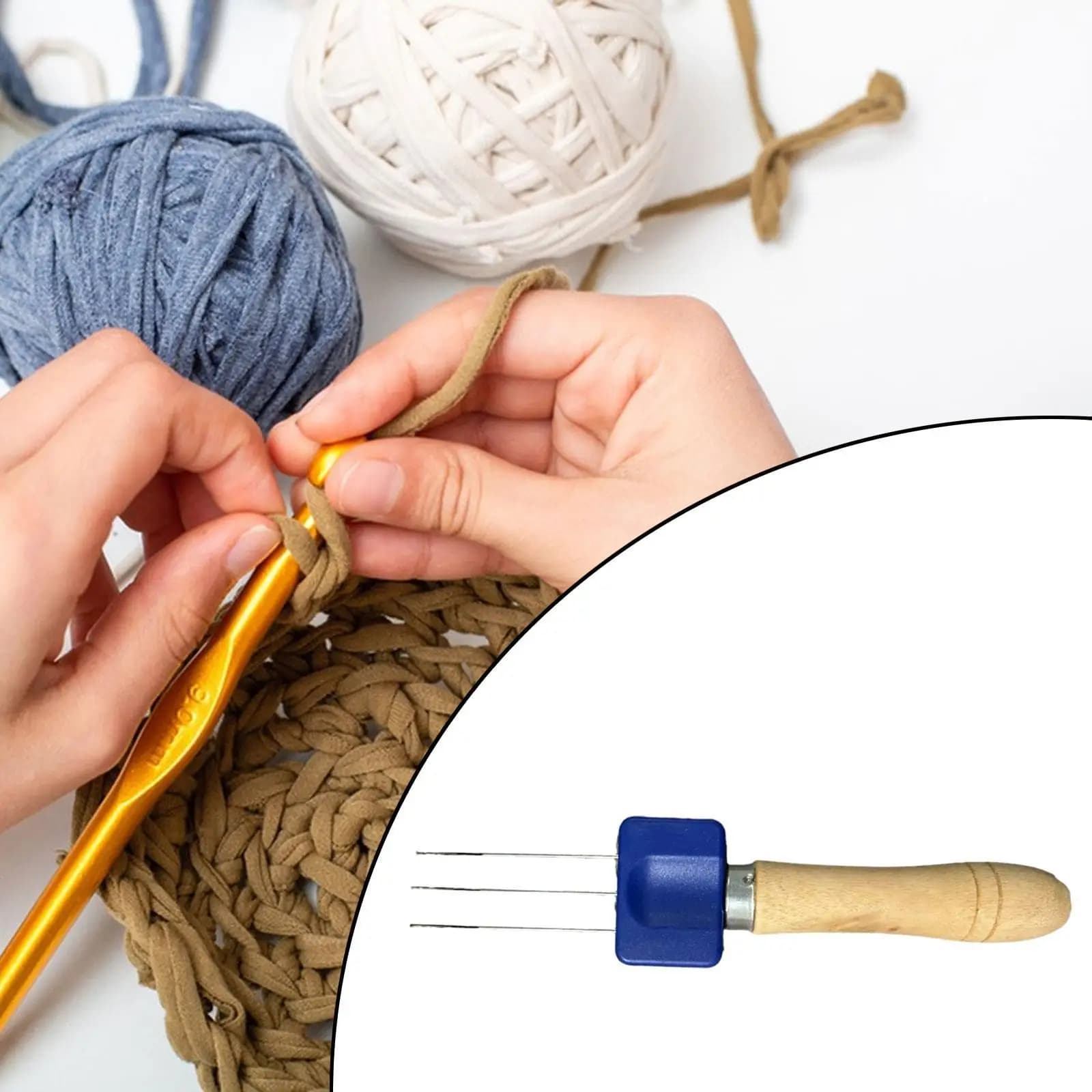 Strumento per Lavorare a Maglia Cordoncini, Accessorio Portatile per Uncinetto, Gancio in Legno per Tessitura
