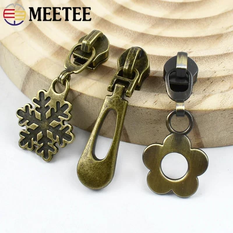 5-30 pezzi 5 # Maniglie per cerniere in bronzo per cerniere in nylon Zip per nastro Slider Bag Abbigliamento Zip Puler Teste Kit di riparazione Accessori per cucire fai da te