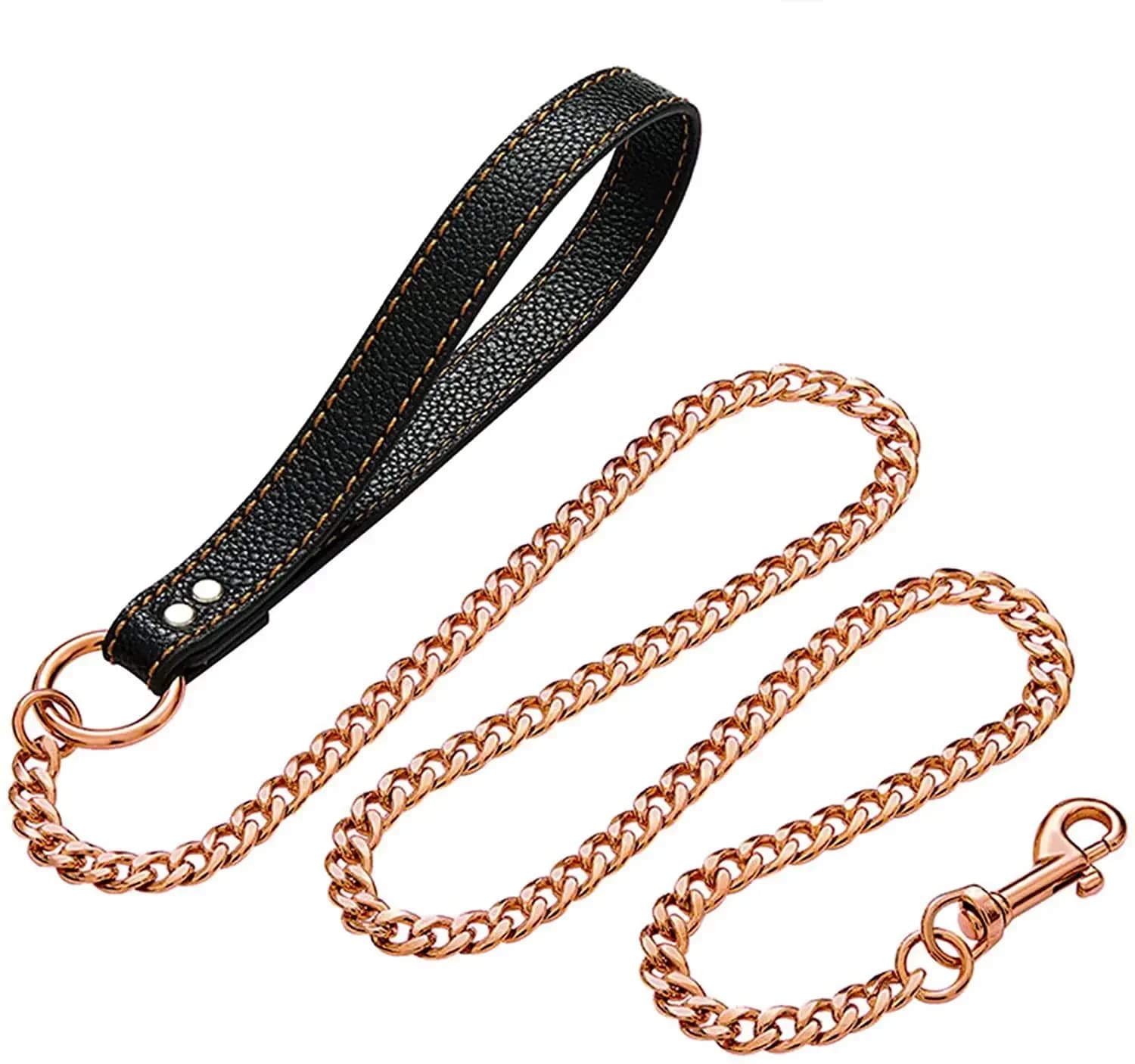 Heavy Duty 11.5 mm Rose Gold Dog Leash Stainless Steel Durable Leads Pet Cuban Chain for Bull Dog Large Pet Links