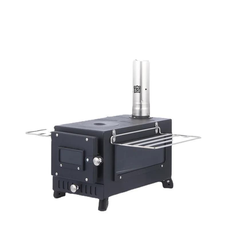 Camping stove for heating tent, wood stove without smoke, multi-combustible burner, portable windproof camping oven