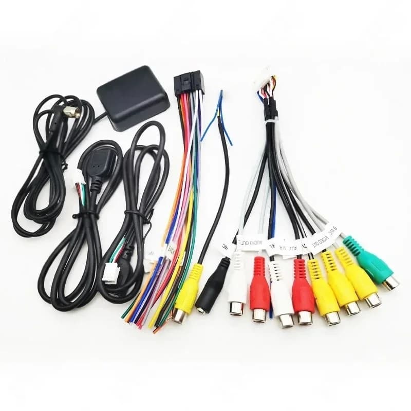 Set cablaggio 16 pin, adattatore USB, antenna GPS, microfono video CVBS audio Aux RCA, cavo Wifi, per sistema Android universale per auto