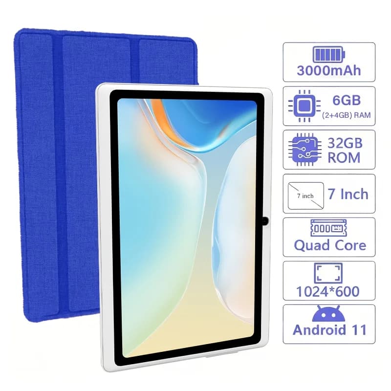 COLORROOM tablet 7-inch Android 11 tablet, 2GB+32GB quad core, 3000mAh battery, dual cameras, WiFi 4. One gift