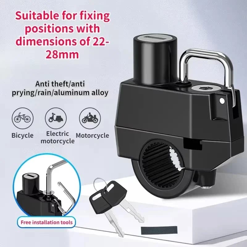 Motorcycle Helmet Pipe Clamp Hook Lock for Bicycles CASCO Moto Scootersl bike Anti Theft padlock Fixing Ring 22-28mm Universal