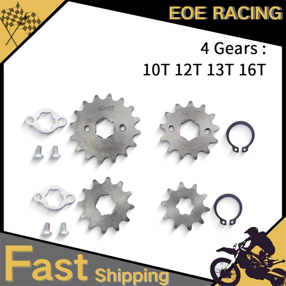 Front Chain Sprocket 420 Type With Bolt And Lock Washer 10 12 13 16 Tooth For 110cc 125cc 150cc Dirt Bike ATV Engine