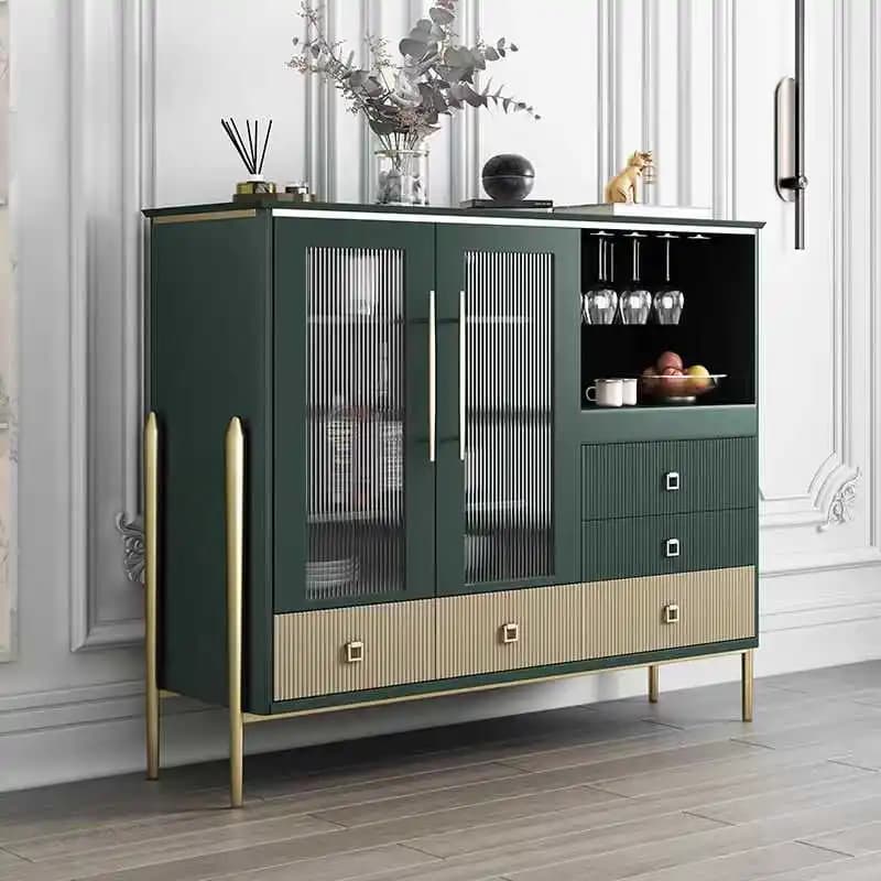 * Armadietto da vino americano leggero e lussuoso in legno massello, armadietto minimalista in vetro temperato con stoccaggio multifunzionale