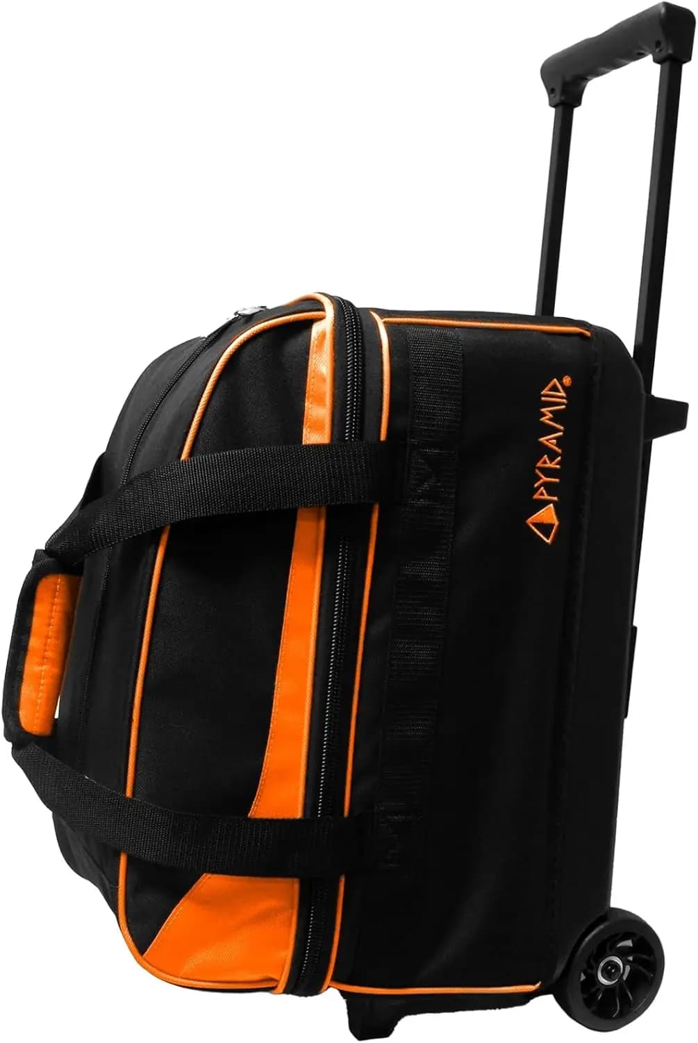 Borsa da bowling a doppio rullo per 2 palline con ampio scomparto per scarpe, maniglia bloccabile allungabile fino a 40 pollici