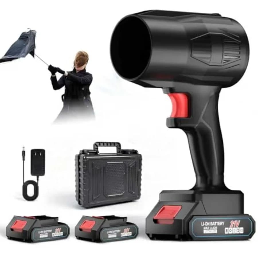 21V Cordless Leaf Blower, 990000 RPM High-Speed, 6000MAh Large-Capacity Batteries and Fast Charger Included, Lightweight Handhe